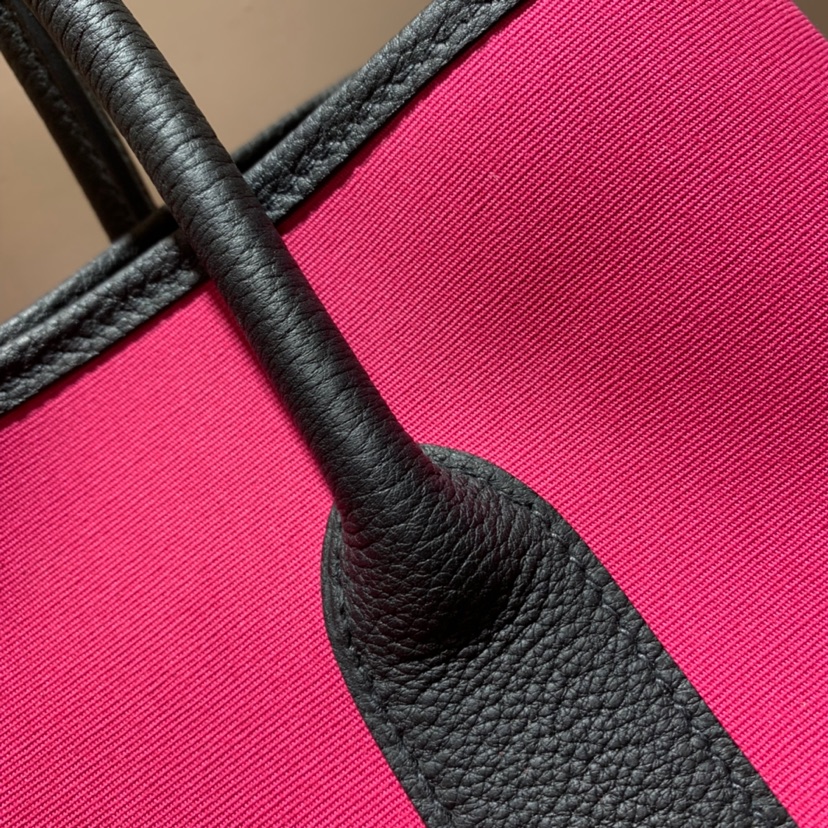 에르메스 가든파티30 로즈 아잘리 캔버스 블랙 네곤다